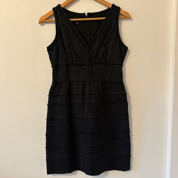 Talbots - Black Sleeveless Tiered Linen Mini Dress | Size 2P - Picture 1 of 8